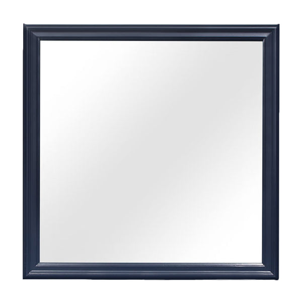 English Elm CHARLSTON Tempered Glass Wall Mirror with Elegant Painted Frame, Large Scale Reflection for Rooms Blue 42.52 L x 40.94 W x 2.36 H B201P215705
