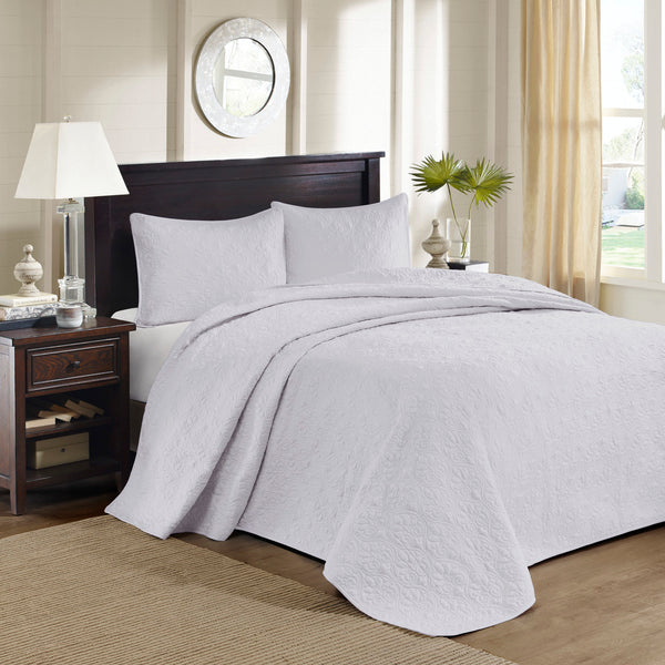 English Elm Reversible Madison Park Quebec Bedspread Set King — Cottage-Style Quilted Texture, Oversized Draping, Antimicrobial Freshness White 17.72 L x 15.35 W x 8.66 H B03597415