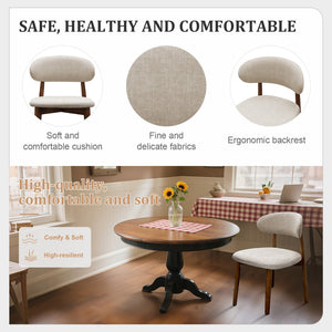 English Elm Warm Grey Flannelette Dining Chair Set Of 2 - Modern Comfort With Walnut Legs For Stylish Spaces T3967P386648-GIGA