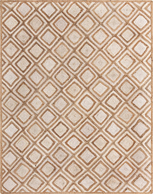 Unique Loom Braided Jute Bengal Hand Braided Geometric Rug Natural, Ivory 8' 0" x 10' 0"
