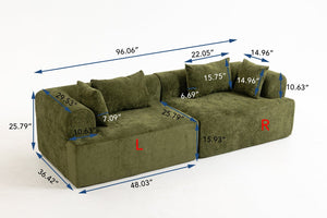 English Elm Full-foam Bouclé Modular Sectional Sofa Two Piece Cloud Silhouette Living Room Seating Green W3326P443489