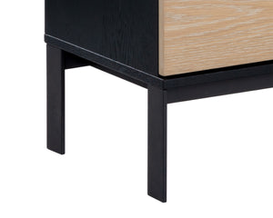 Sunpan ROSSO Dresser – Modern Industrial Black Wood Frame with Rustic Oak Drawers & Matte Iron Legs 108791