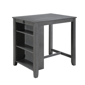 English Elm 36"W Compact Counter Height Dining Table with USB Charging and Built-In Shelves for Small Spaces Gray B016P392707