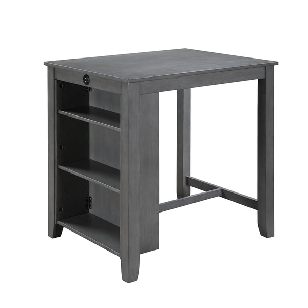 English Elm 36"W Compact Counter Height Dining Table with USB Charging and Built-In Shelves for Small Spaces Gray B016P392707