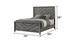 English Elm Denver Modern Style King Bed In Gray - Elegant, Upholstered Headboard & Solid Wood Frame For Comfort B009S01461