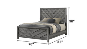 English Elm Denver Modern 4-Piece King Bedroom Set In Gray Wood Finish - Stylish Storage & Contemporary Design B009S02014