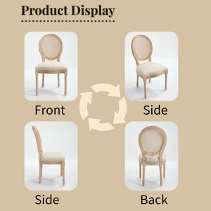 English Elm French Country Dining Chairs Set Of 2 - Upholstered Rattan Back, Elegant Carved Design For Home Use W3426P324257