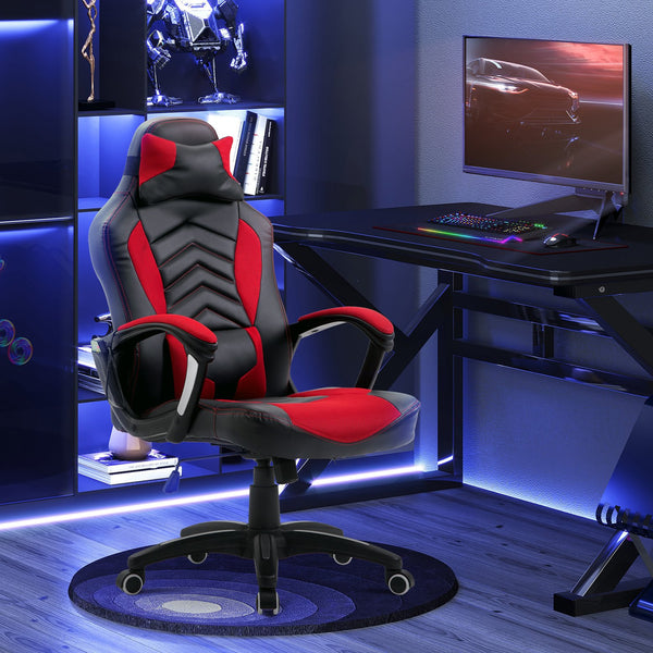 English Elm Homcom Racing Style Gaming Chair With 6-Point Massage, Heated Support, Adjustable Height & Recline W2225P217485
