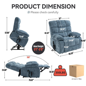 English Elm Lift Recliner Chair Dual Motor Chenille Upholstered with Heat Massage for Living Room W3224P293251
