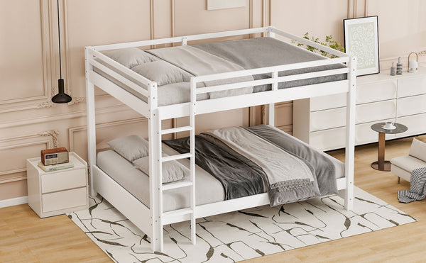 English Elm Wood Queen Size Bunk Bed With Ladder - Sturdy, Space-Saving Design For Modern Bedrooms & Guests N7090004007K-GIGA