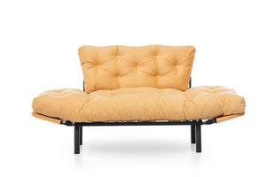 English Elm Nitta Modern Adjustable Arm Love Seat — Convertible Two-Seater Sofa Bed with Plush Upholstery, Metal Frame Mustard B029P330053