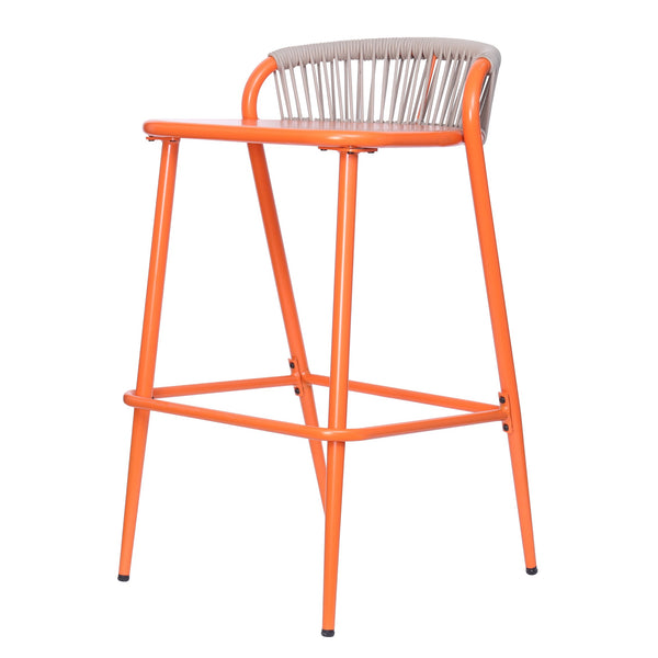 English Elm Christopher Knight Home® - Outdoor 29" Seat Height Aluminum Barstools with Rope Scallop Backrest, Rust-Resistant Patio Set Orange N772P247736O