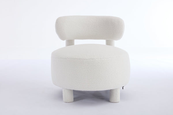 English Elm 063-Teddy Plush Teddy Fabric Armless Accent Chair with 13" Cushion, Wingback Comfort & Solid Wood Legs for Cozy Spaces White W527P308798