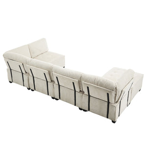 English Elm United We Win 6-Seat U-Shaped Modular Sectional Sofa With Reversible Chaise For Cozy Living Spaces W1568S00160-GIGA