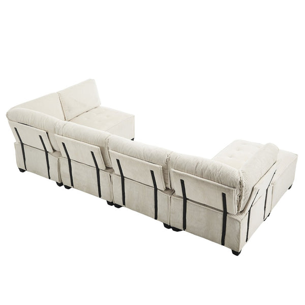 English Elm United We Win 6-Seat U-Shaped Modular Sectional Sofa With Reversible Chaise For Cozy Living Spaces W1568S00160-GIGA