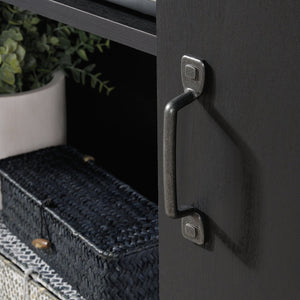 English Elm Credenza, Stylish Black Tv Stand For Up To 70" Tvs With Rustic Charm & Smart Storage Solutions B356P402772