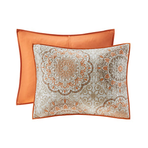 English Elm 6 Piece Reversible Quilt Set with Paisley Motif and Neutral Reverse, Embroidered Throw Pillows Included Orange 23.23 L x 18.11 W x 10.63 H B03597402