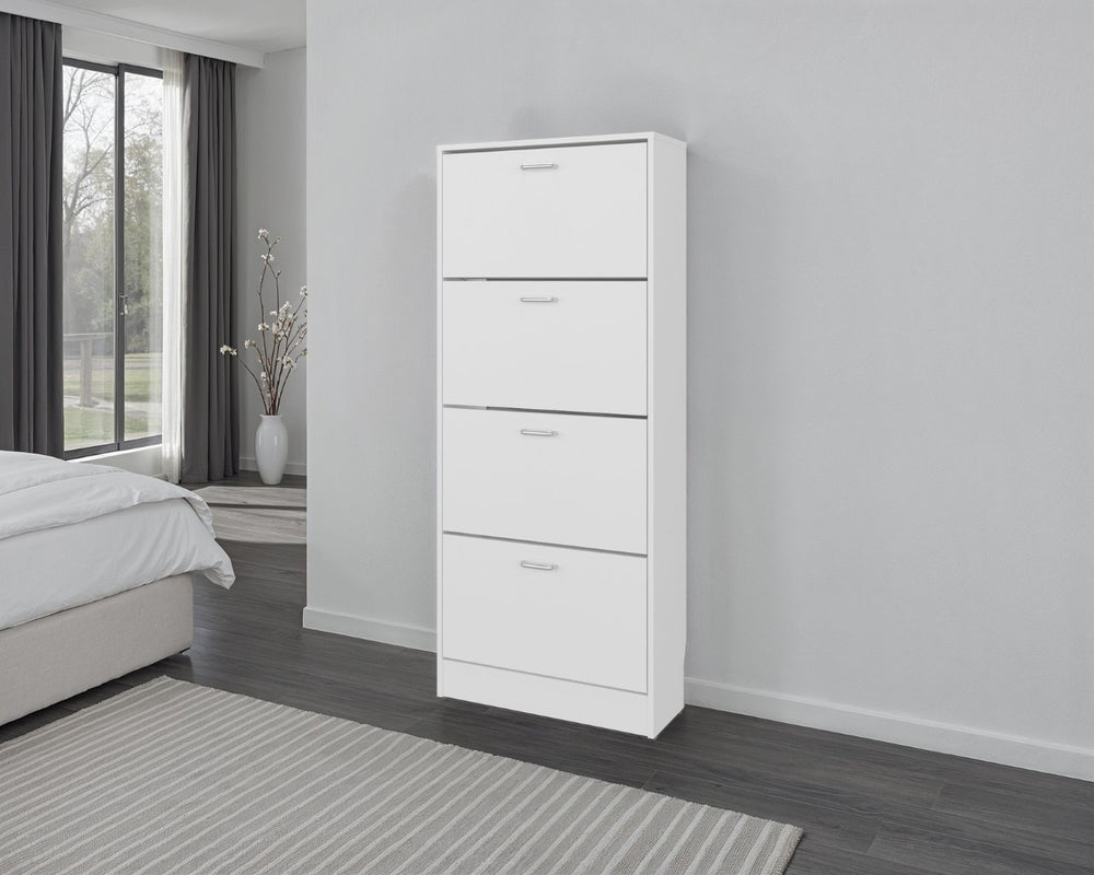 English Elm Kobuk Tall Enclosed Shoe Cabinet with Four Doors and Deep Shelves for Entryway B097P480475