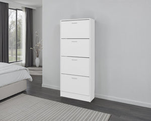English Elm Kobuk Tall Enclosed Shoe Cabinet with Four Doors and Deep Shelves for Entryway B097P480475