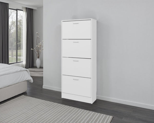 English Elm Kobuk Tall Enclosed Shoe Cabinet with Four Doors and Deep Shelves for Entryway B097P480475