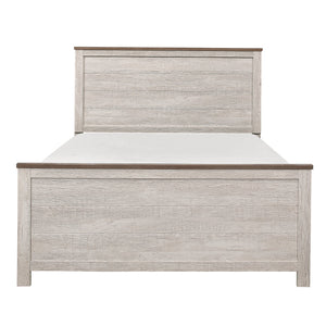English Elm Transitional Nashville Queen Panel Bed – Two-Tone Antique White & Brown Rustic Melamine Finish, Classic Bedroom Anchor B011S01164