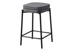 English Elm Barstool, Set Of 2 Contemporary Counter Height Stools In Soft Grey Fabric With Black Metal Legs B2710P287017