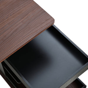English Elm U-Can Modern Adjustable End Table with 360° Rotating Lift-Top, Lockable Wheels and Storage Space Black+Brown N724P292505B