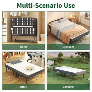 English Elm 75 Inch Rollaway Twin Bed with Memory Foam Mattress Heavy Duty Steel Frame Foldable W2735P425461