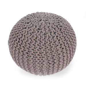 English Elm Moro Chunky Cable Knit Cotton Round Pouf Artisan Footrest for Living Room or Nursery 60480.00BRN