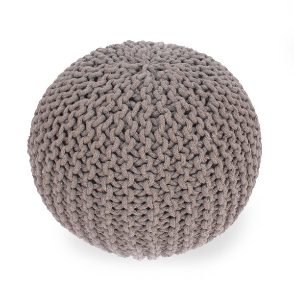 English Elm Moro Chunky Cable Knit Cotton Round Pouf Artisan Footrest for Living Room or Nursery 60480.00BRN
