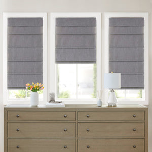 Madison Park Otis Casual Faux Linen Cordless Total Blackout Roman Shade MP40-8184 Grey