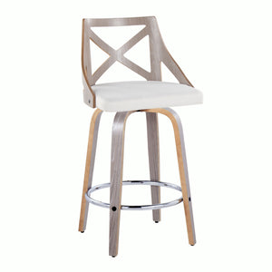 English Elm Charlotte 26" Farmhouse Counter Stool Set of 2 — Swivel Cream Fabric Seat, X-Back, Chrome Footrest, 360° B202S00178