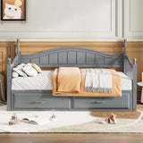 English Elm Wooden Twin Size Daybed With Twin Size Trundle, Extendable Daybed With Two Storage Drawers,Gray(Expected Arrival Time:9.12)