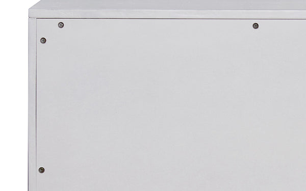 English Elm Anson Champagne & Silver Console Cabinet with 3 Felt-Lined Drawers, 3D Diamond Front & Gold Legs B2726P272311