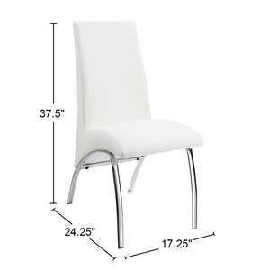 English Elm Set Ultra-Modern Leatherette Side Chairs with Chrome Curved Legs, Sleek Contoured Seats for Dining Comfort White B016P224568