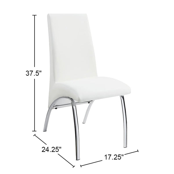 English Elm Set Ultra-Modern Leatherette Side Chairs with Chrome Curved Legs, Sleek Contoured Seats for Dining Comfort White B016P224568