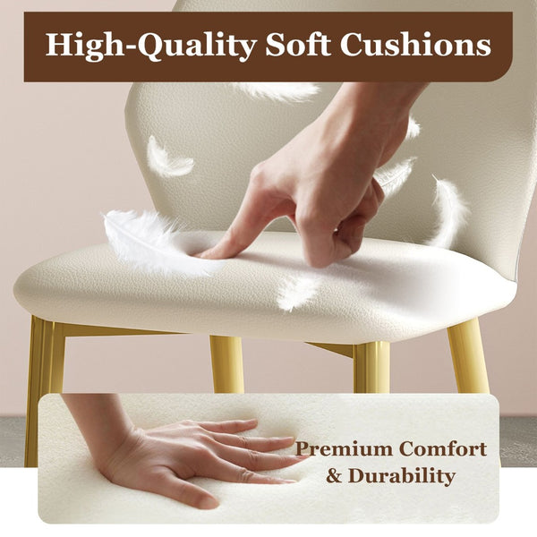 English Elm Set Of 2 Elegant Dining Chairs With Ergonomic Design, Pu Leather Seats, Gold-Plated Legs & Comfort W509P375684-GIGA