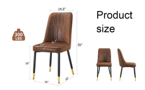 English Elm Brown Velvet Dining Chair Set of Two with Black Metal Legs and Gold Accent Detail W1151P211986