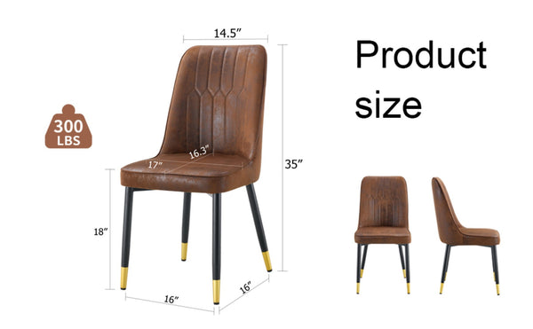 English Elm Brown Velvet Dining Chair Set of Two with Black Metal Legs and Gold Accent Detail W1151P211986