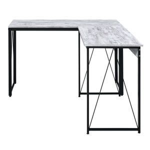 English Elm Antique White And Black Writing Desk - Rustic Industrial Design With Sturdy Metal Sled Base B062P184522