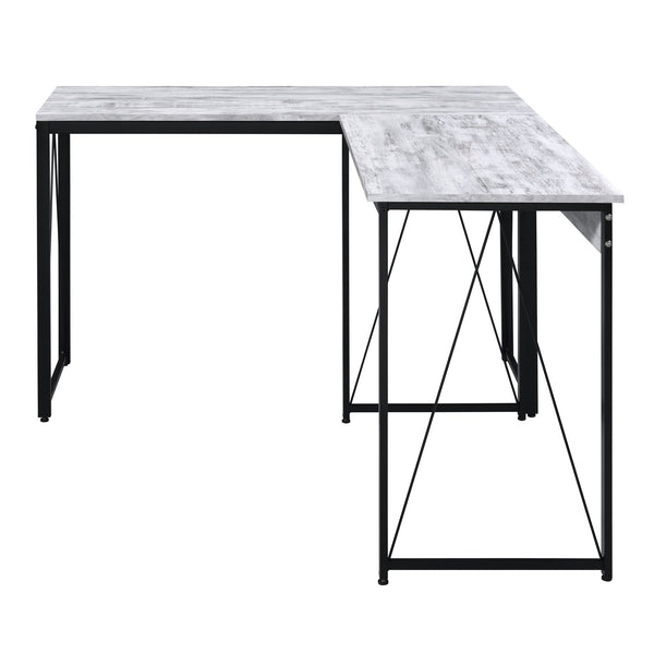 English Elm Antique White And Black Writing Desk - Rustic Industrial Design With Sturdy Metal Sled Base B062P184522