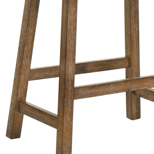 English Elm Set of 2 Rustic Counter Stools with Cushioned Faux Leather Seats, Solid Wood Build, Space-Saving 25" Driftwood W2537P298999