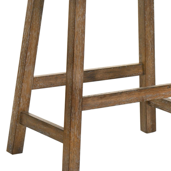 English Elm Set of 2 Rustic Counter Stools with Cushioned Faux Leather Seats, Solid Wood Build, Space-Saving 25" Driftwood W2537P298999