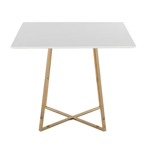 English Elm Cosmo Square Dining Table: Stylish White Wood Top & Gold Metal Base For Modern Glam Spaces B202S01112