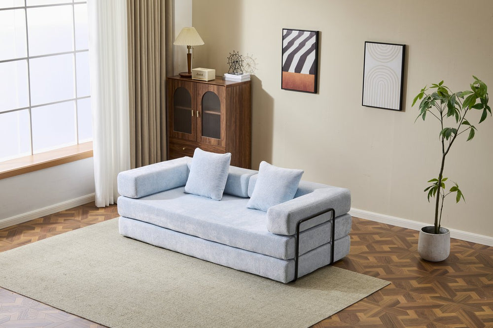 English Elm Floor Couch - Versatile Chenille Convertible Sofa Bed With Pillow Support For Living Room & Dorms W3723P344016
