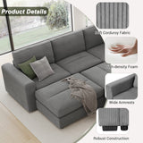 English Elm 121.3" Sectional Couch Sofa Bed Modular Sofa With Two Movable Ottomans For Living Room (Old Sku:N719S001640E), Gray