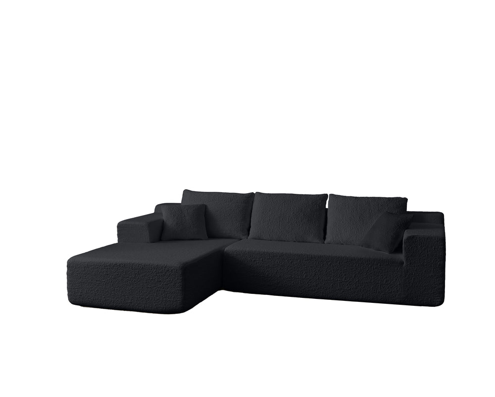 English Elm 104" Cloud Sectional Couch – Modern L-Shape Modular Sofa With Deep Seats & Easy Care Chenille Fabric W1359S00018