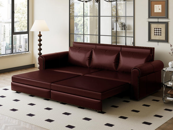 English Elm Chesterfield Velvet King Sleeper Sofa with Nailhead Trim and Rolled Arms for Living Room W1885S00102