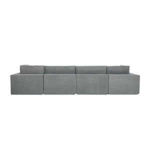 English Elm Modular Cloud Sectional Sofa Deep Seat U-shape Design for Large Living Rooms Light Grey W5568S00007