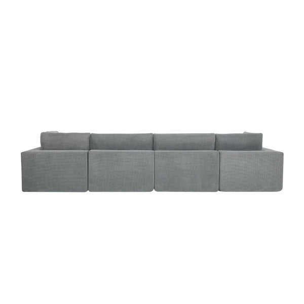 English Elm Modular Cloud Sectional Sofa Deep Seat U-shape Design for Large Living Rooms Light Grey W5568S00007
